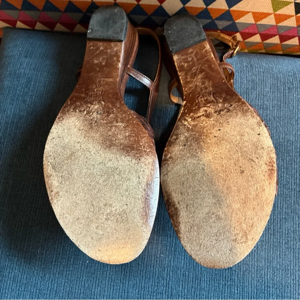 Sesto Meucci vintage brown woven sling back sandals size 8.5 - Picture 6 of 6